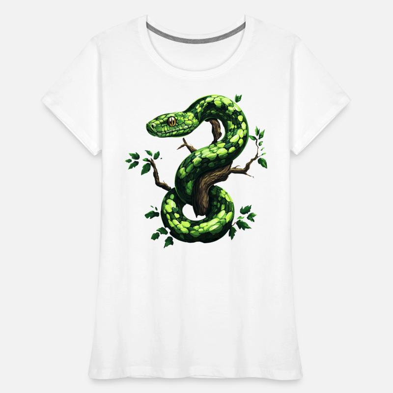 Arbre vert Python Serpents Amoureux Terrarium T-shirt bio Premium Femme