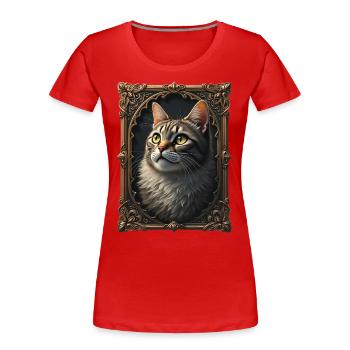 Medieval Cat in Picture Frame Art Crown - Women's Premium Organic T-Shirt -  - Front - Mia (176cm)