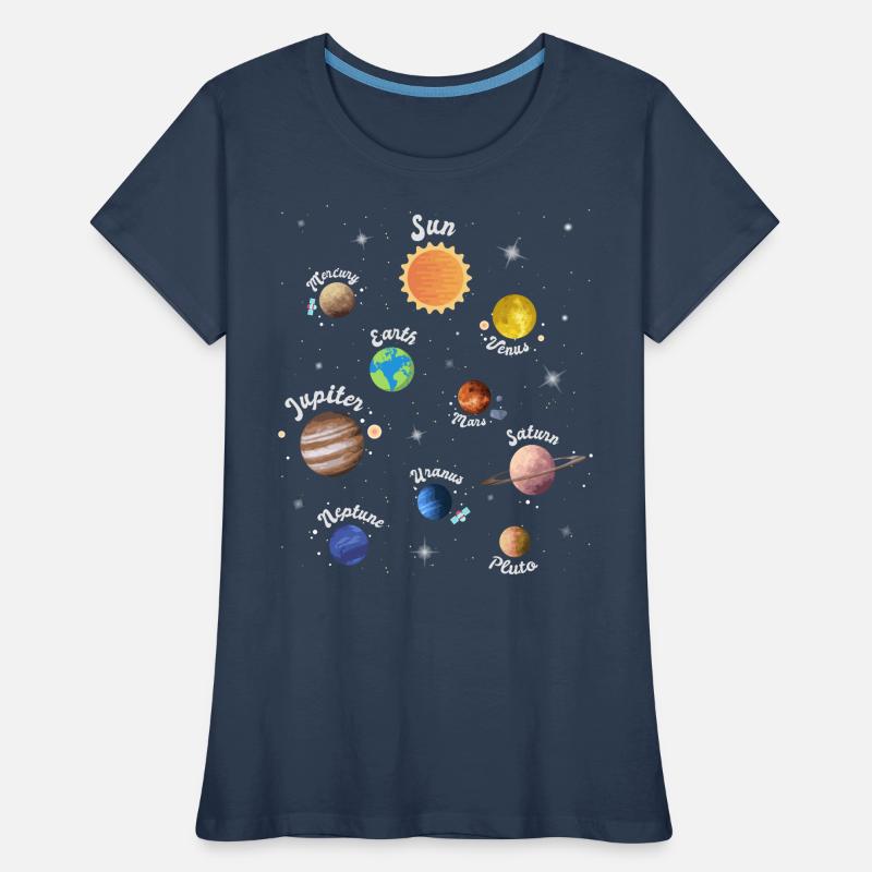 Solar System Planets Kids Knowledge Outer Space Women's Premium Organic T-Shirt