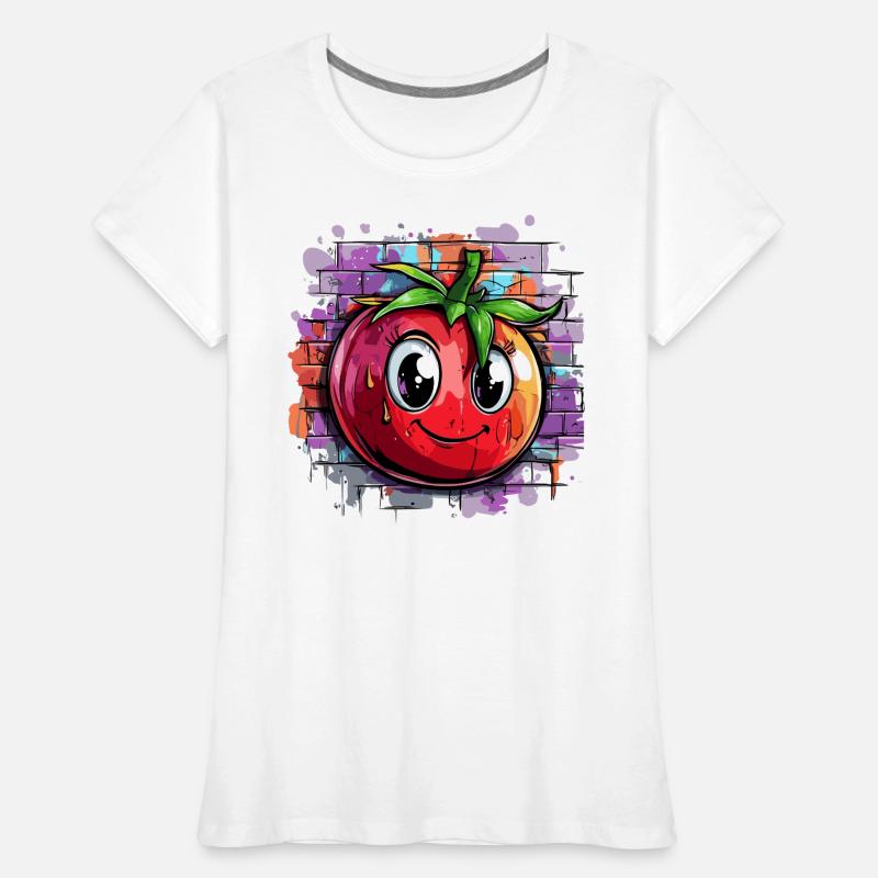 Tomate devant un mur de graffitis T-shirt bio Premium Femme