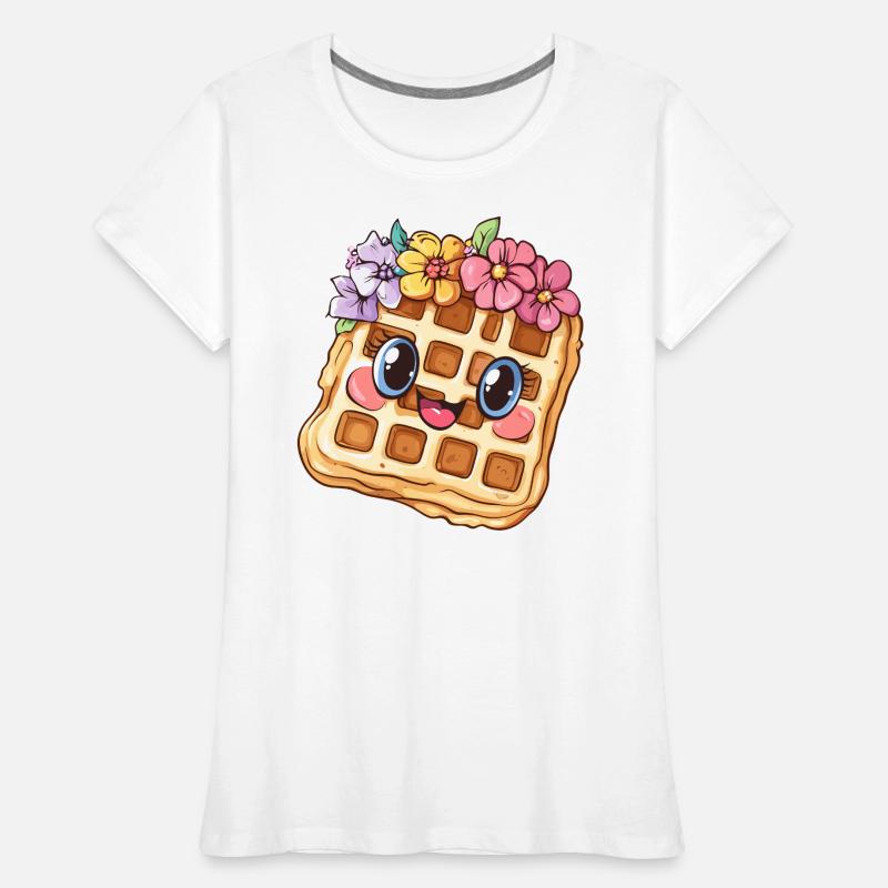 Waffel mit Blumen Frauen Premium Bio T-Shirt