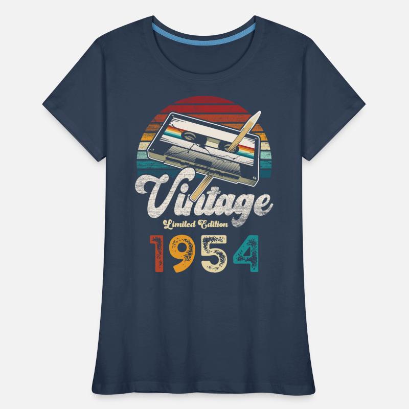 Vintage 1954 Anniversaire Cassette Crayon T-shirt bio Premium Femme