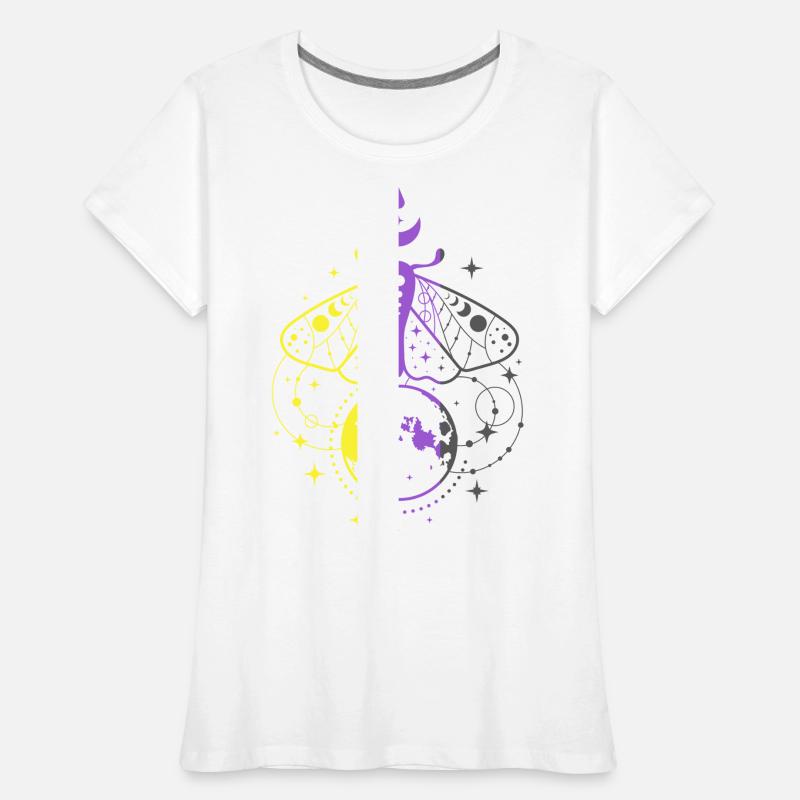 Nonbinary Pride Moth with Moon and Stars Women's Premium Organic T-Shirt