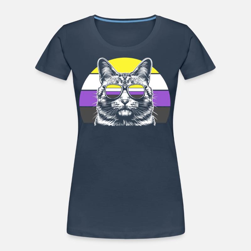 Nonbinary Pride Cat Sunglasses Retro Women's Premium Organic T-Shirt
