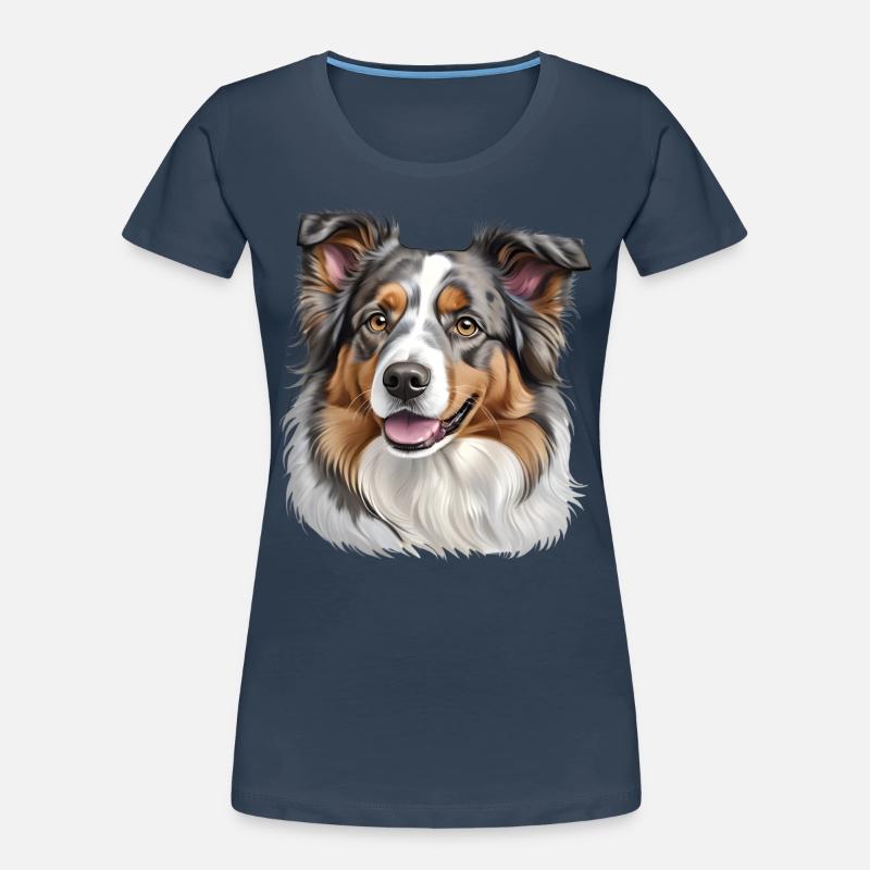 Australian Shepherd Kopf Frauen Premium Bio T-Shirt