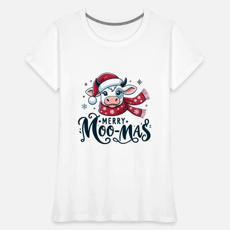 Conception de vache de Noël | Joyeux Moo-Mas T-shirt bio Premium Femme