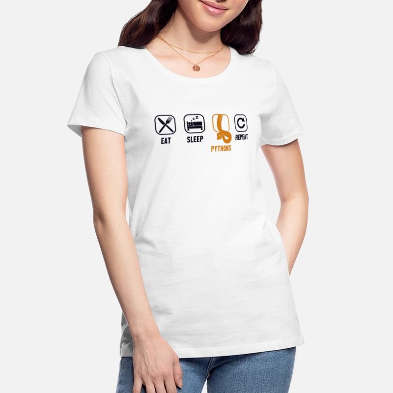 Manger Dormir Pythons Répéter Python Serpent Banane T-shirt bio Premium Femme