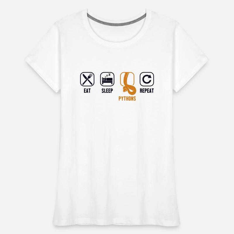 Manger Dormir Pythons Répéter Python Serpent Banane T-shirt bio Premium Femme