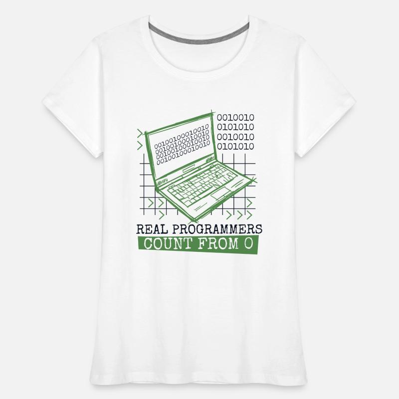 Les vrais programmeurs comptent à partir de 0 codeur développeur T-shirt bio Premium Femme