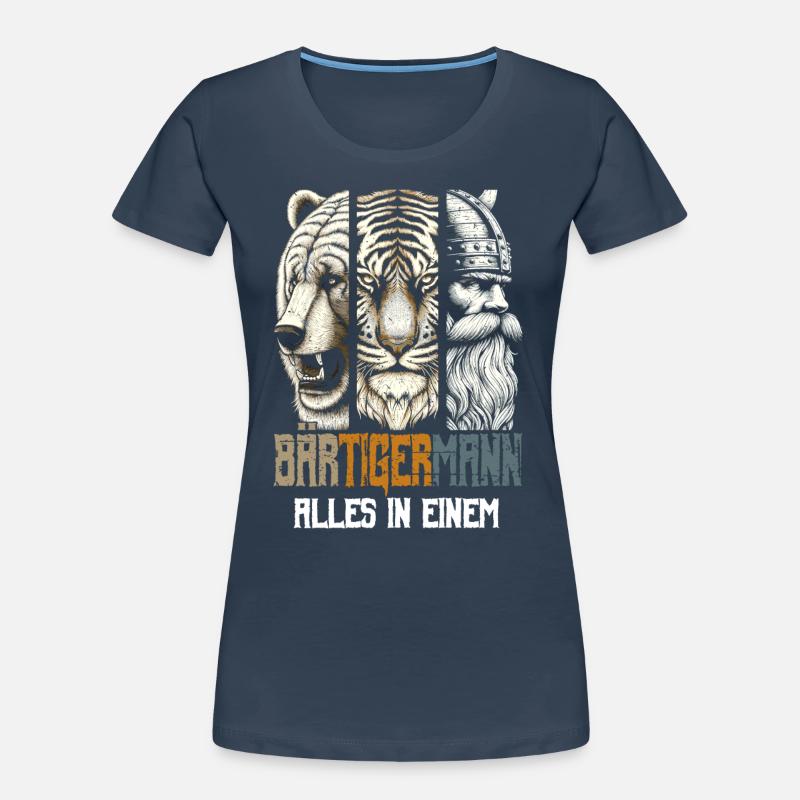 Bärtigermann Bär Tiger Mann Geschenk Bart Sprüche Frauen Premium Bio T-Shirt