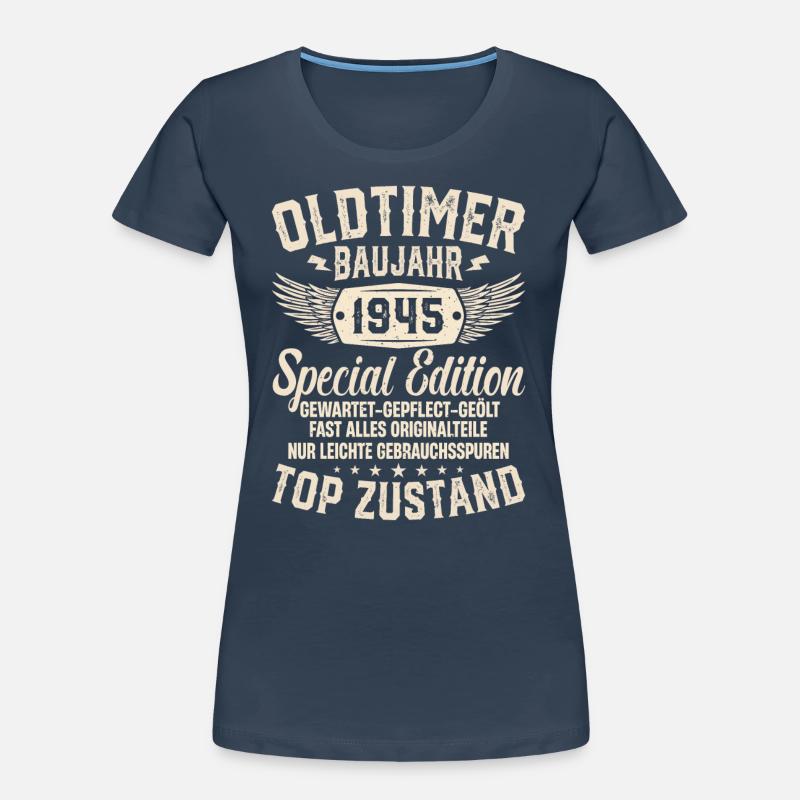 1945 Oldtimer Geschenk Frauen Premium Bio T-Shirt