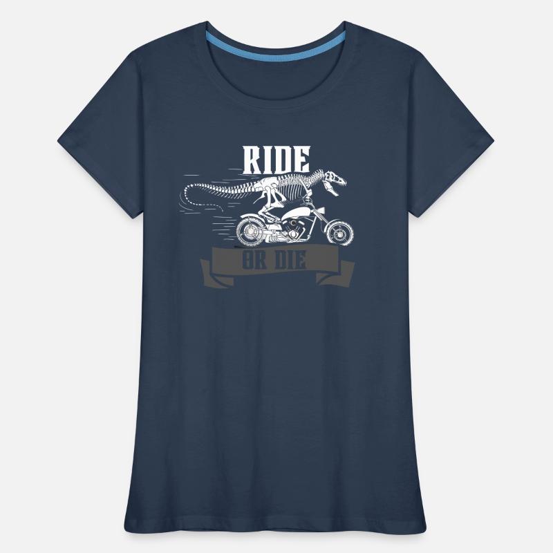 Reiten oder sterben Dinosaurier Frauen Premium Bio T-Shirt