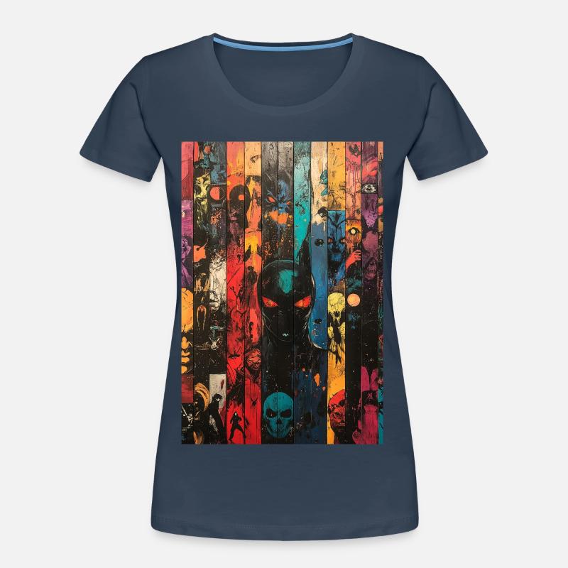 Farbige Schädel-Panel-Kunst Frauen Premium Bio T-Shirt