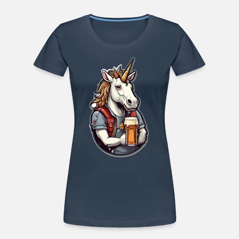 Cooles Einhorn mit Bier in der Hand Frauen Premium Bio T-Shirt