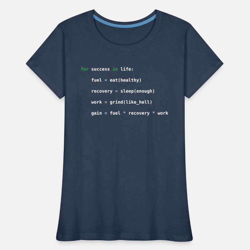 Code Python, succès, meulage, programmation T-shirt bio Premium Femme