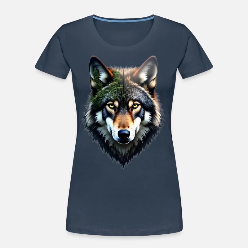 Wolf Kopf Frauen Premium Bio T-Shirt