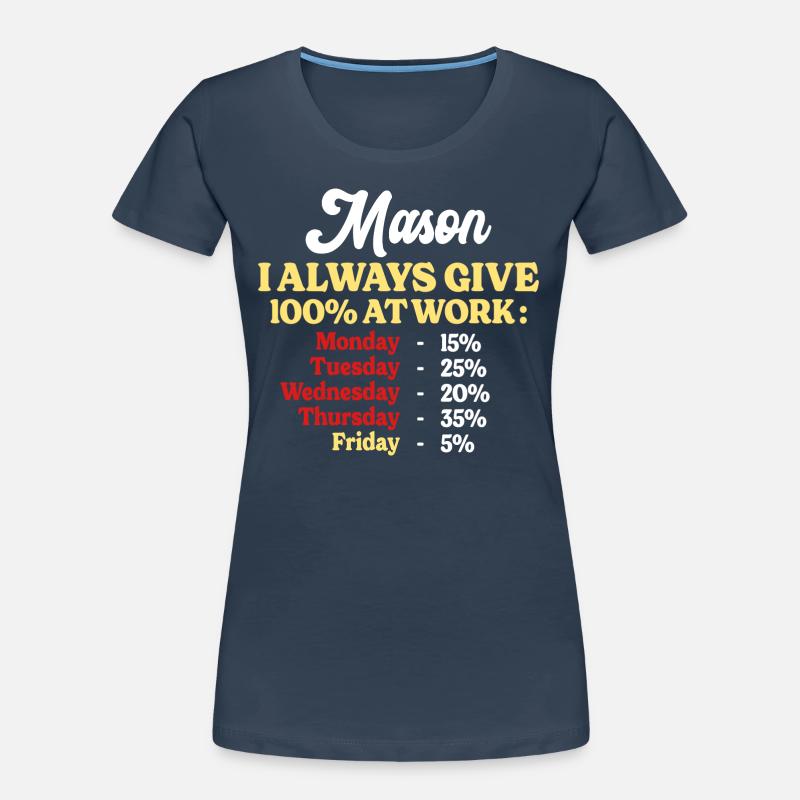 100% At Work Funny Mason Quote Women's Premium Organic T-Shirt
