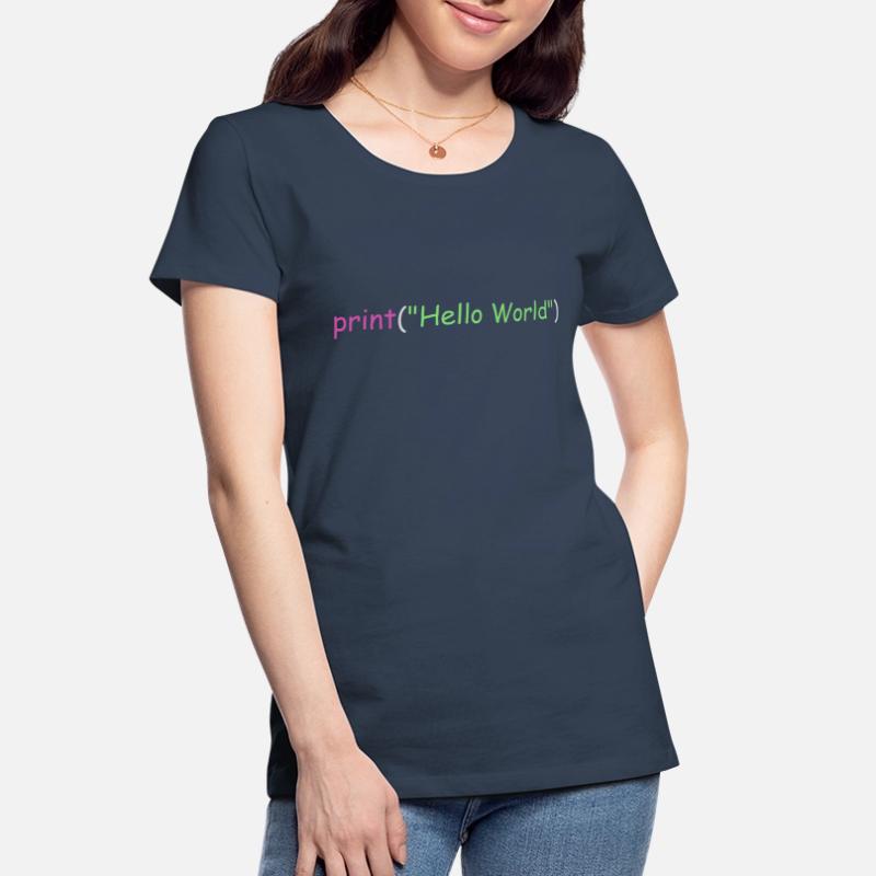 Hello World programmation Python C++ C # T-shirt bio Premium Femme