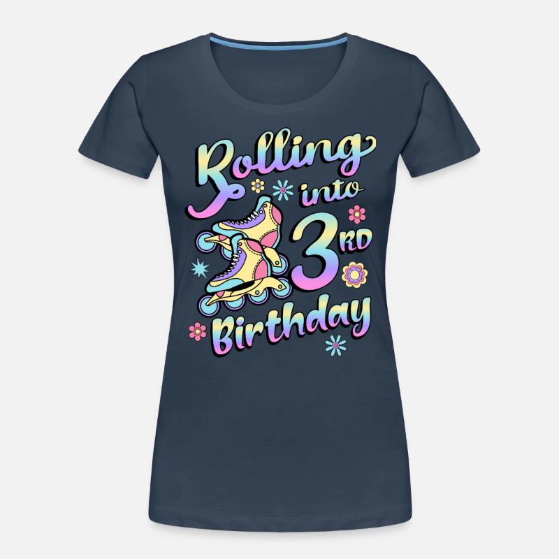 Rolling Into 3rd Birthday Roller Skater Inline Women's Premium Organic T-Shirt