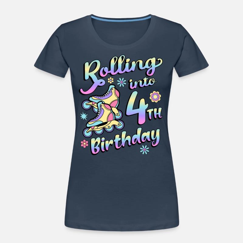 Rolling Into 4th Birthday Roller Skater Inline Women's Premium Organic T-Shirt