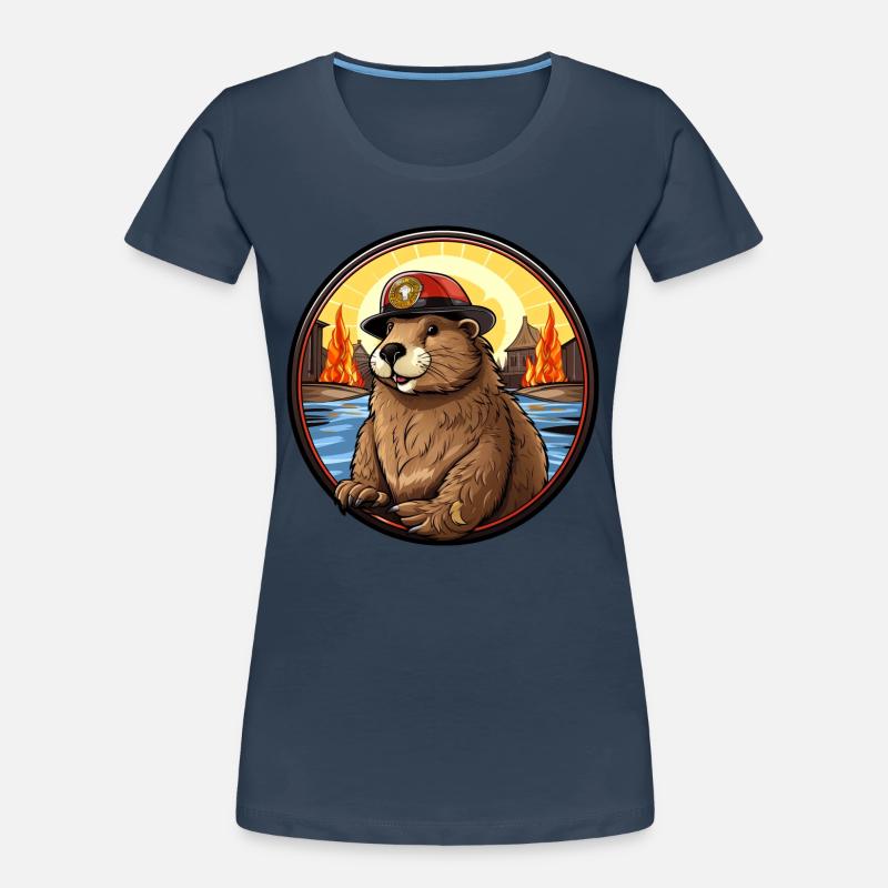 Feuerwehrmann Biber Frauen Premium Bio T-Shirt