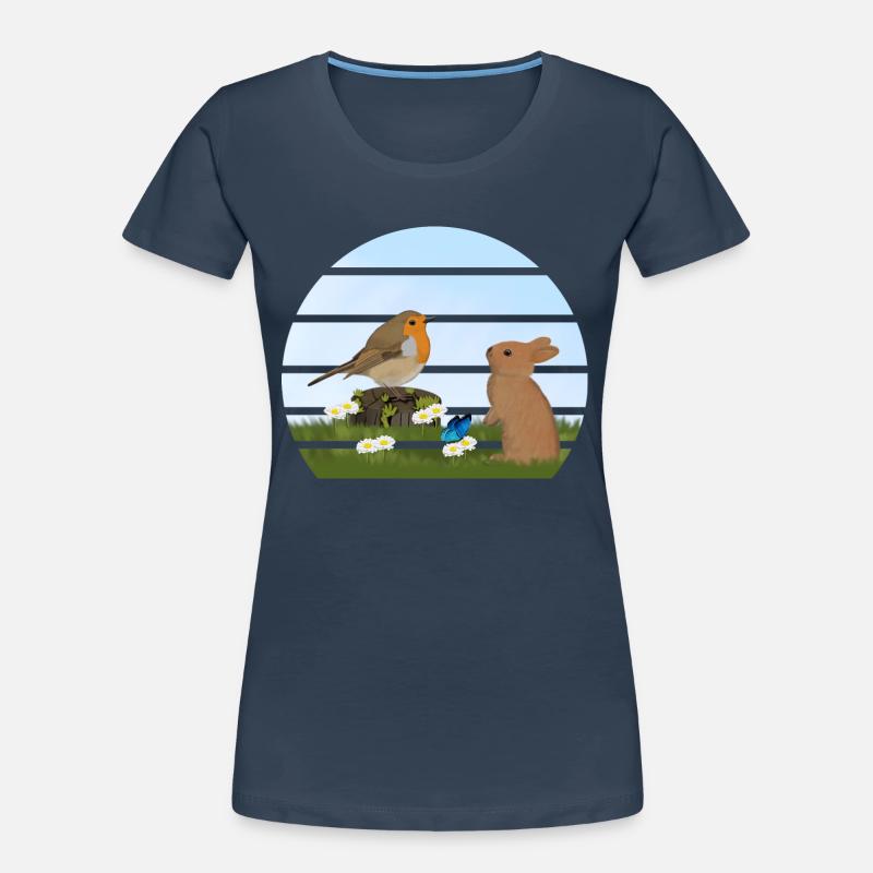 Robin Bird Rabbit Easter Spring Women's Premium Organic T-Shirt