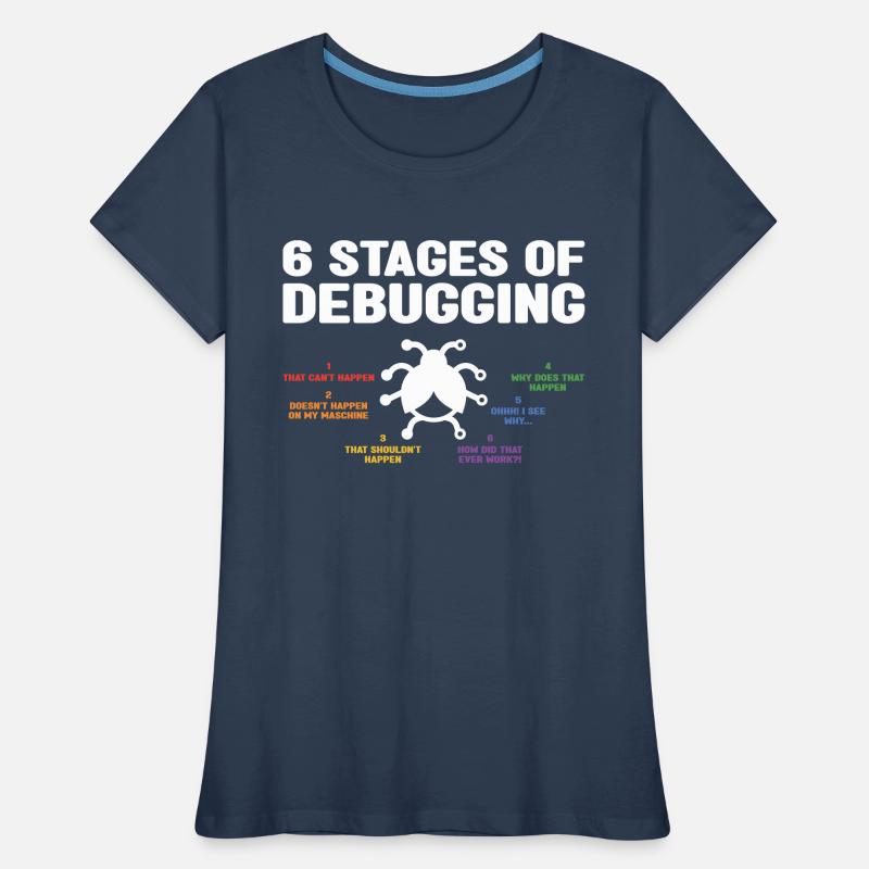 6 Stages Of Debugging Coder Programmer Software De Frauen Premium Bio T-Shirt