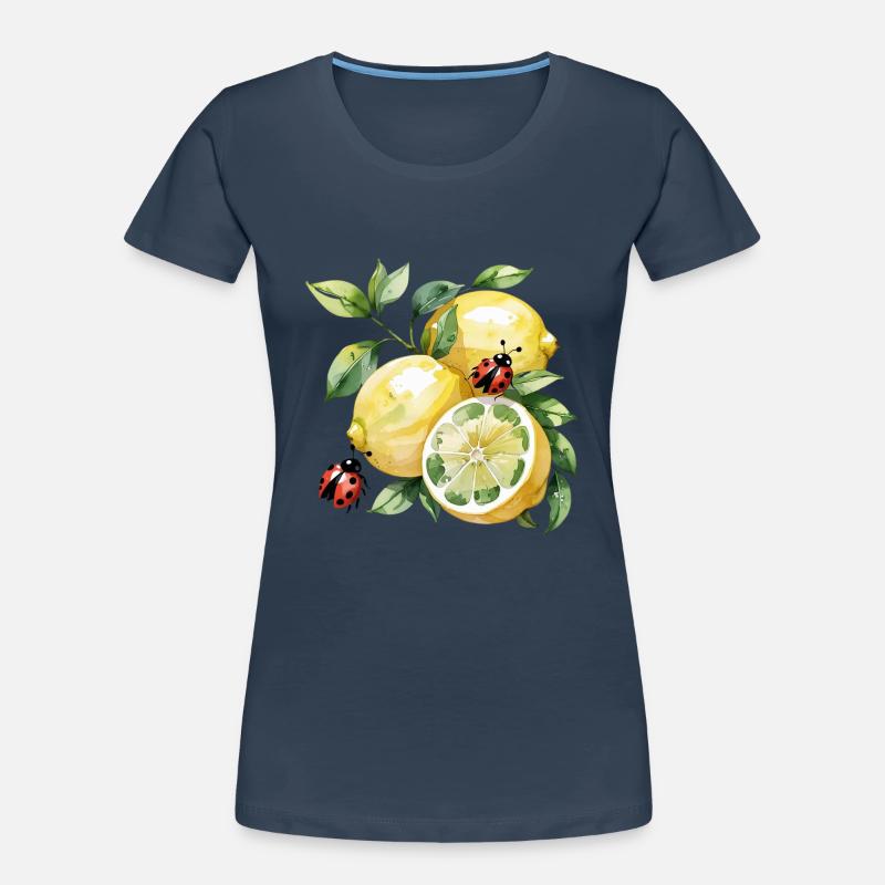 Cheerful Lemon Ladybug Pattern Women's Premium Organic T-Shirt