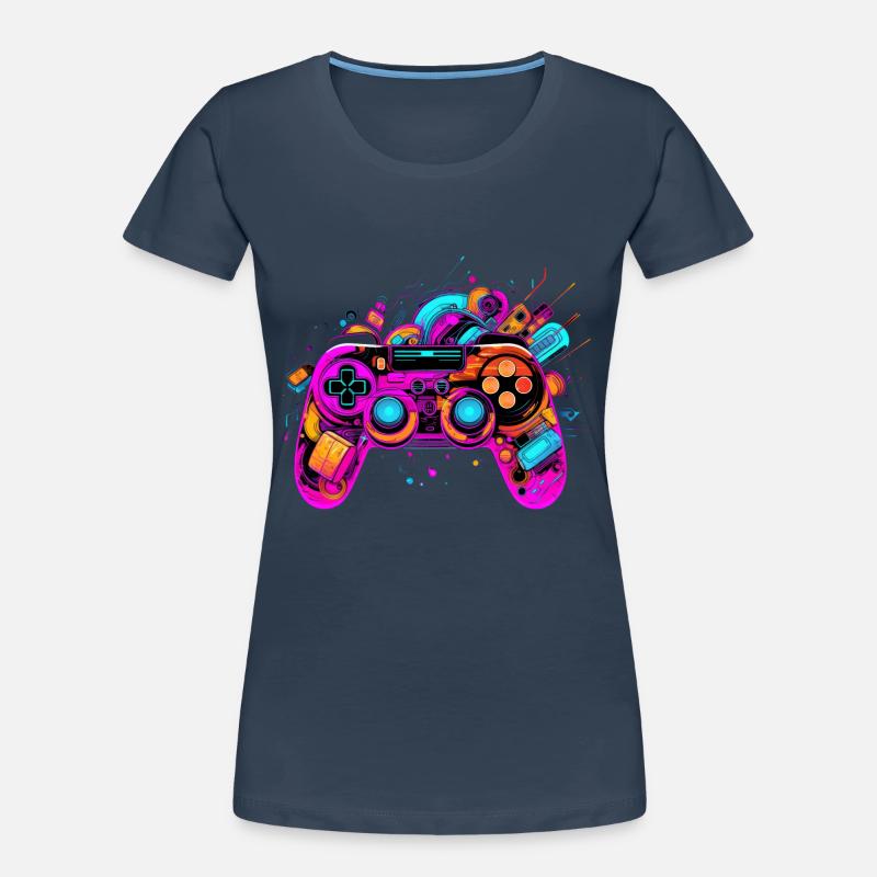 Farbexplosion Controller: Gaming Vibes Art Frauen Premium Bio T-Shirt