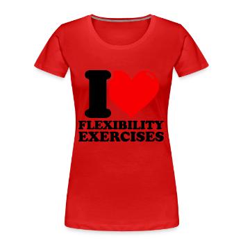 J’aime les exercices de flexibilité – Poids de fitness - T-shirt bio Premium Femme -  - Devant - Mia (176cm)