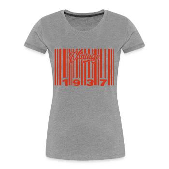Vintage 1937 Born In 1937 88 Years Bar Code Anniversai - Women's Premium Organic T-Shirt -  - Front - Mia (176cm)