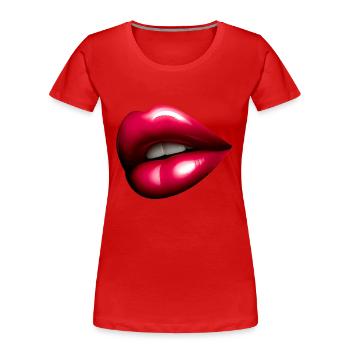 Hübscher roter Mund - Rote Lippe - Frauen Premium Bio T-Shirt -  - Vorne - Mia (176cm)