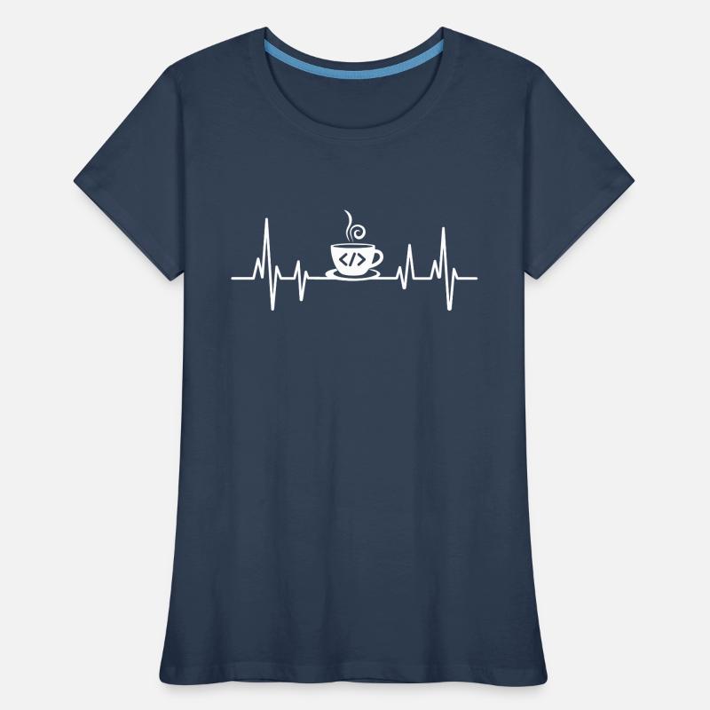 Coffee Coding Heartbeat Coder Developer Nerd Coffe Women's Premium Organic T-Shirt