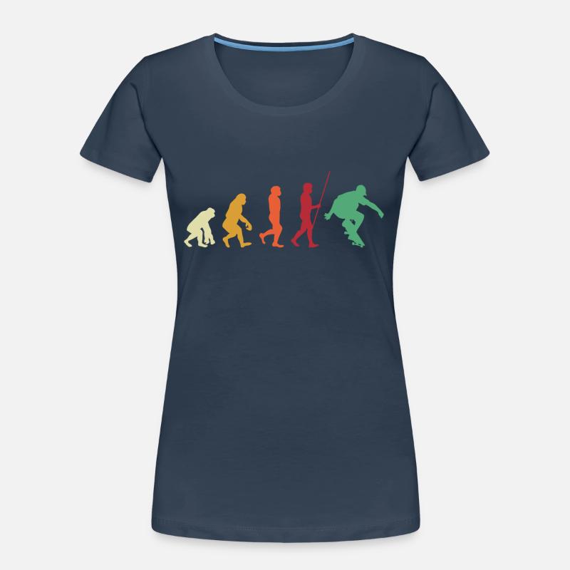 Skater Evolution Skateboard Longboard Halfpipe Frauen Premium Bio T-Shirt