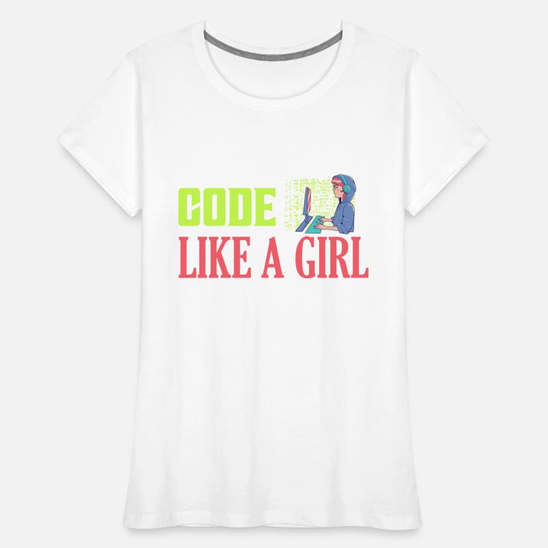 Code Like A Girl Programmer Coding Frauen Premium Bio T-Shirt