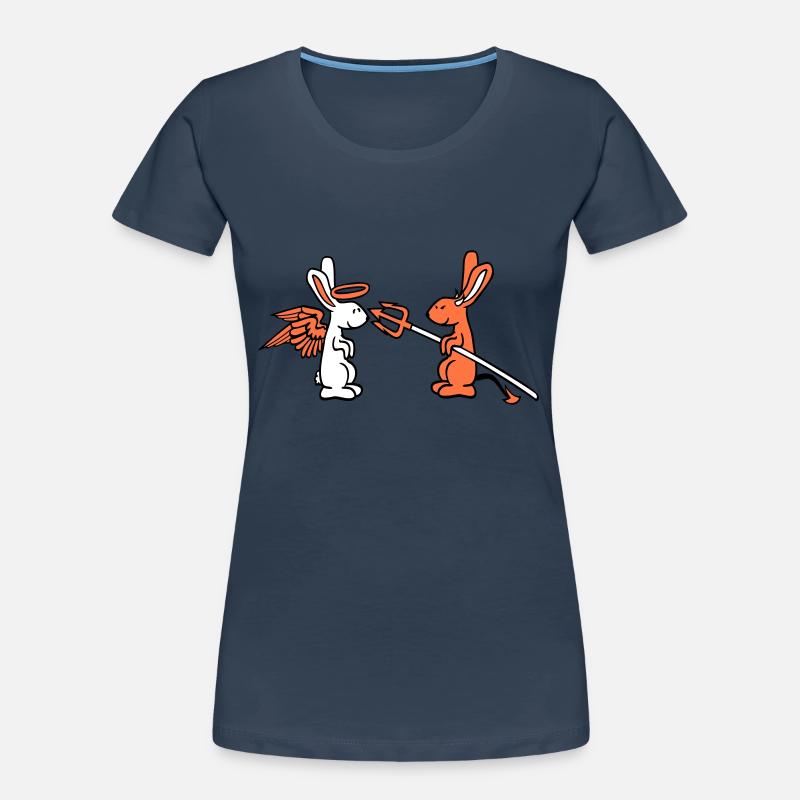 Rabbit Angel Conscience Devil Demon Evil Satan Hell Women's Premium Organic T-Shirt