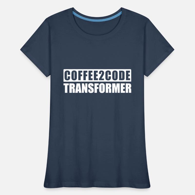 Kaffee 2 Code Transformer Programmierer IT Shirt Frauen Premium Bio T-Shirt