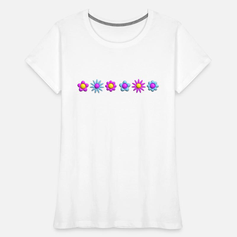 Fleurs en fleurs en rangée 3D T-shirt bio Premium Femme