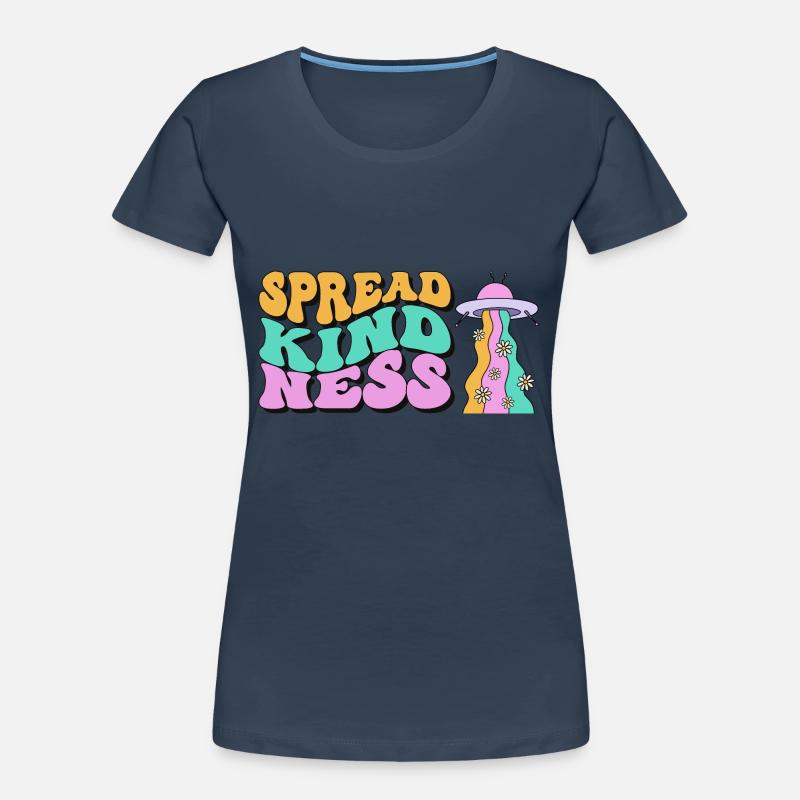 Spread Kindness Script with Colorful UFO Rainbow Women's Premium Organic T-Shirt