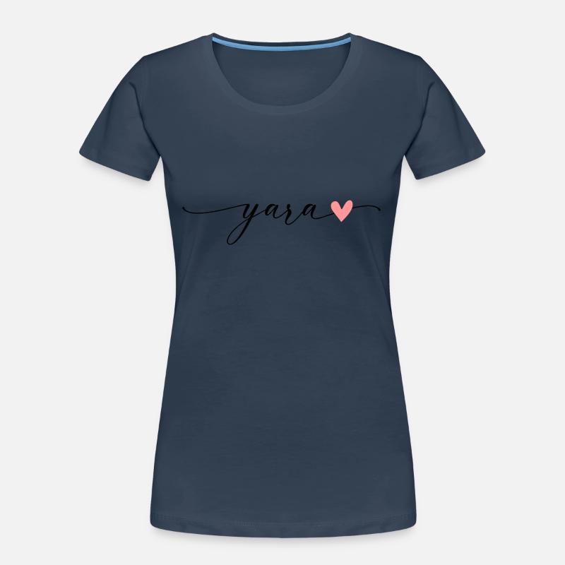 Yara Nom Prénom Calligraphie Script T-shirt bio Premium Femme
