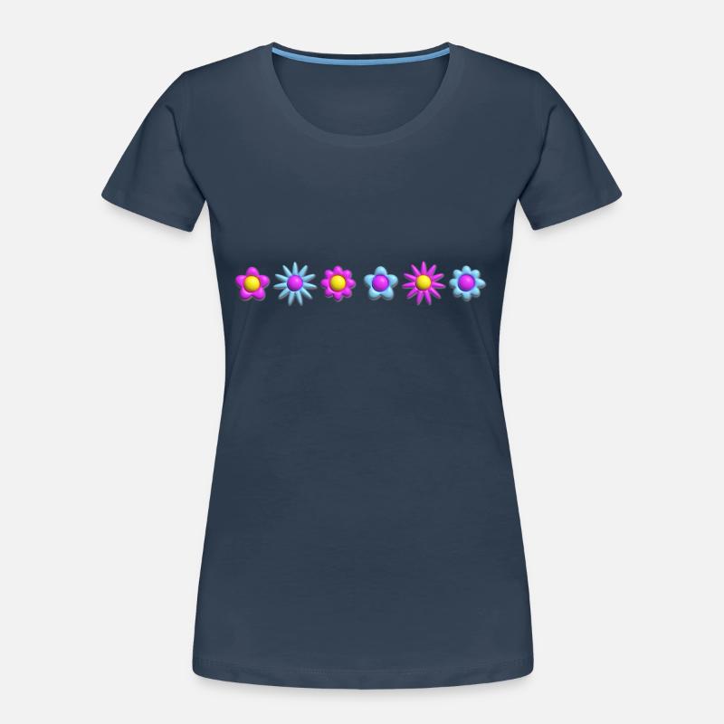Fleurs en fleurs en rangée 3D T-shirt bio Premium Femme