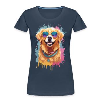 Golden Retriever Farbsplash Sonnenbrille Coolness - Frauen Premium Bio T-Shirt -  - Vorne - Mia (176cm)