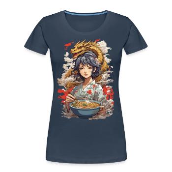 Ramen Suppen Drachen Ästhetik & Anime Otaku Kunst - Frauen Premium Bio T-Shirt -  - Vorne - Mia (176cm)