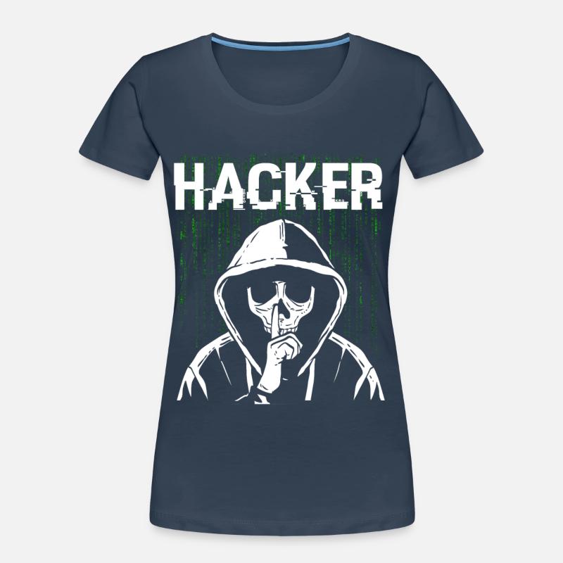 Hacker Skull Hacking Programming Dark Net Frauen Premium Bio T-Shirt