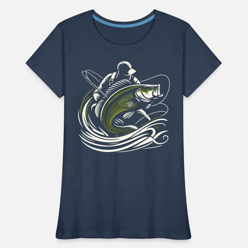 Pêche pêcheur perche poisson géant vert olive cadeau T-shirt bio Premium Femme