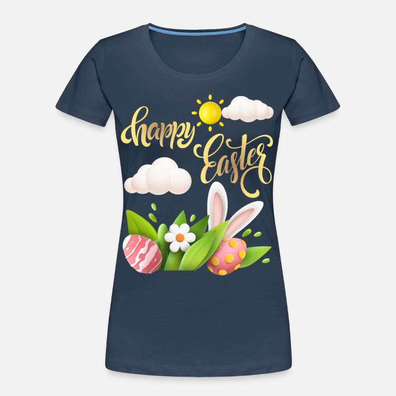 Happy-Easter Calligraphy, Easter Egg, Happy Easter Women's Premium Organic T-Shirt
