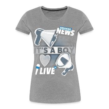 Baby-Junge, Ankündigung mit Megaphon, It's-a-Boy - Frauen Premium Bio T-Shirt -  - Vorne - Mia (176cm)