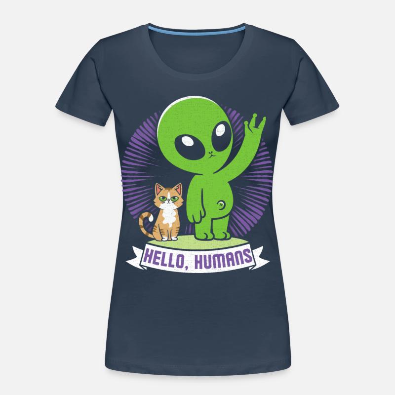 Lustiger Alien Comic, Aliens mit Katze, Spruch Frauen Premium Bio T-Shirt