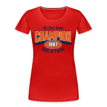 Champion 1987 – Geburtstagsgeschenk College Stil - Frauen Premium Bio T-Shirt -  - Vorne - Mia (176cm)