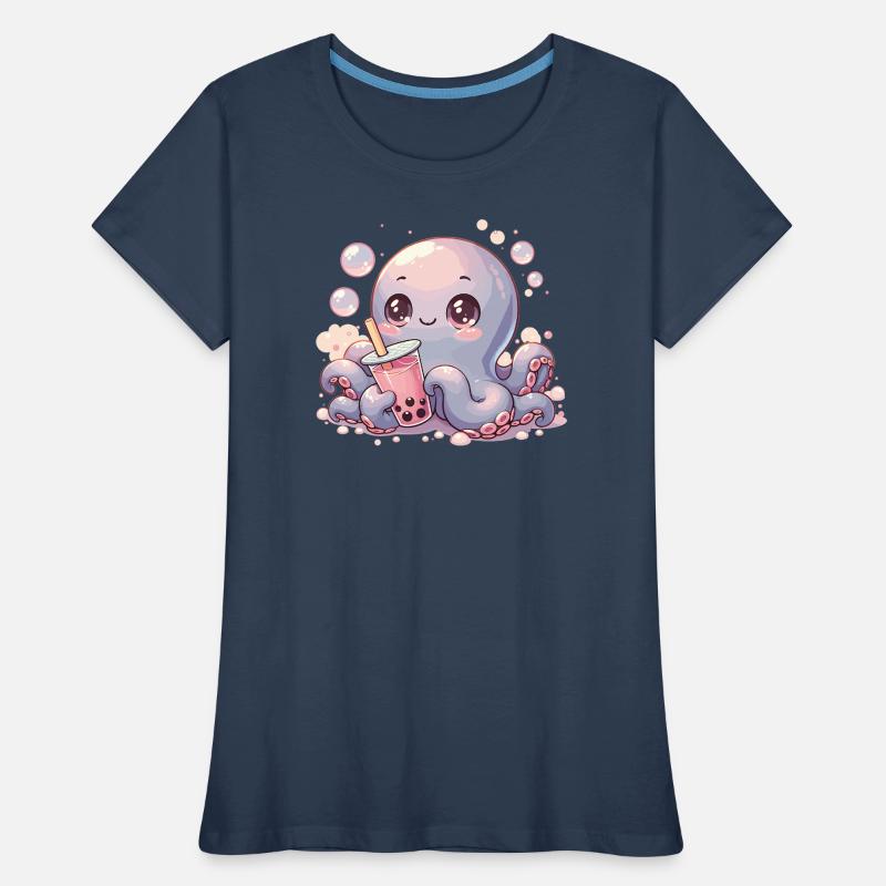 Octopus Drinking Bubble Tea kawaii Boba Octopus Women's Premium Organic T-Shirt